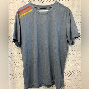 Marine Layer Blue Shirt with Red and Yellow Accents